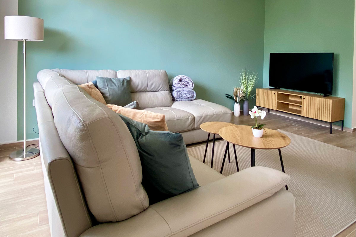 „Mali Dom“ Apartment – Wohnzimmer mit Couch und TV „Mali Dom“ Apartment - Wohnzimmer mit Couch und TV